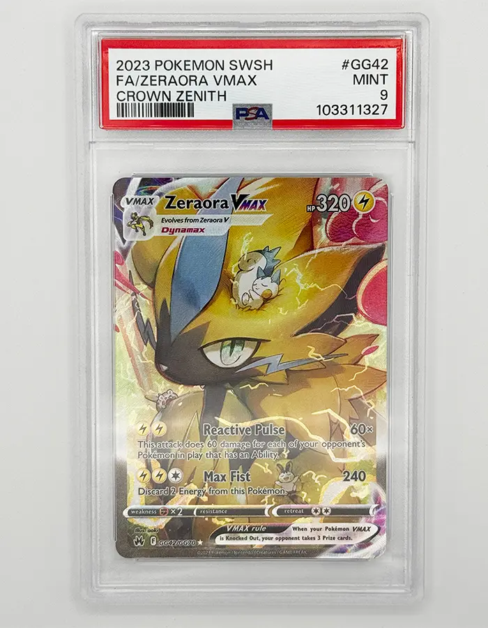 2023_pokemon_zeraora_vmax_psa9_327_01 Pokémon 2023 Zeraora VMAX Crown Zenith PSA 9 - Image 1